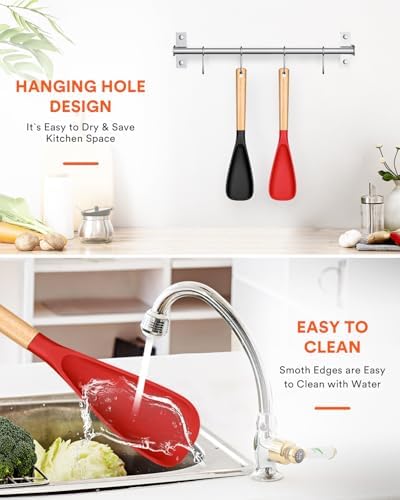 Badiano Silicone Cooking Spoon for Nonstick Cookwares, Multi-function,13.4"