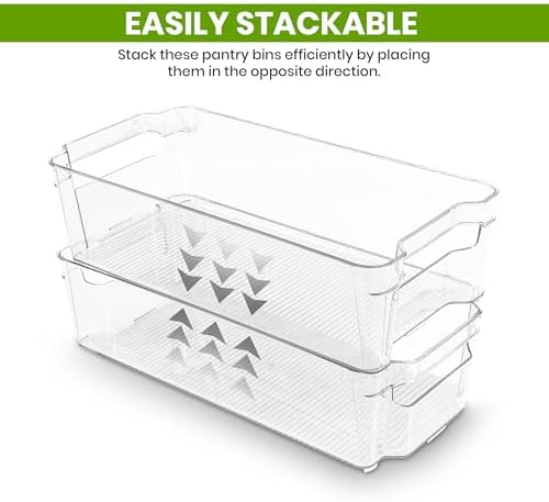 Utopia Home Plastic Stackable Storage Bins for Fridge, 8 Pack, Clear
