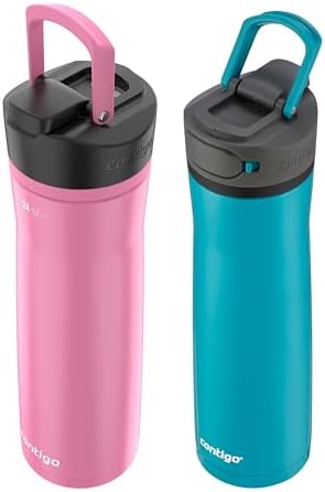 Contigo Cortland Chill 2.0 Stainless Steel Water Bottle with AUTOSEAL Lid 24 oz Juniper and Azalea (Pack of 8)