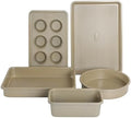 Oster Verlice 5 Piece Carbon Steel Baking Pans Bakeware Set W/Premium PFA Free Nonstick - Champagne Gold