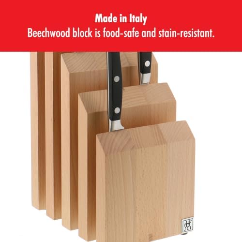ZWILLING Upright Magnetic Knife Block, Made in Italy, Natural Beechwood Kitchen Knife Holder, Contemporary Countertop Storage