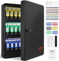 VEVOR 48-Key Cabinet, Key Safe with Combination & Key Lock, Digital Security Storage Box Steel Key Organizer with Adjustable Racks, 48 pcs Colorful Key Tags and A Record Card for School, Office, Hotel