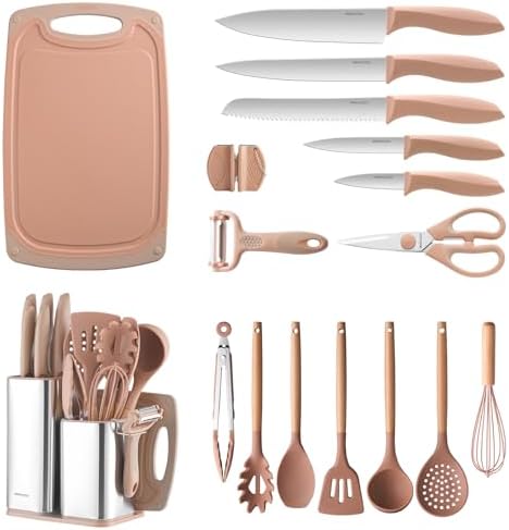 RAXCO Utensil Sets,18-Piece Silicone Cooking Utensils and Knife Set,Mousse