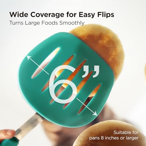 Kitchen Mama WaltzGrip Platinum Silicone Pancake Spatula Turner, Teal