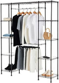 Amazon Basics Expandable Metal Hanging Closet Organizer and Storage Rack Wardrobe with Shelves, 57-80''L x 14''W x 72''H, Bronze