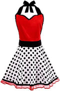 Violet Mist Cute Lovely Retro Aprons for Women Girl Ladies Sexy Sweetheart Vintage Aprons 50s PolkaDot Vintage Christmas Apron kawaii Cooking Kitchen Ruffle Witch Apron Housewife Waitress Mothers Gift