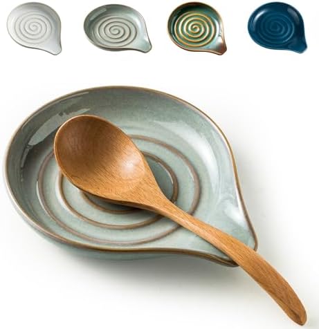LAUCHUH Spoon Rest for Kitchen Counter, Ceramic Spoon Holder for Stove Top