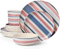 Oneida 24 Seven Stripe Melamine 12-Piece Dinnerware Set for 4