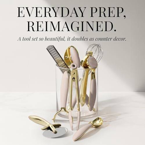 Styled Settings Beige and Gold Kitchen Utensils Set, 8-Piece