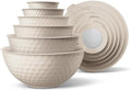 COOK WITH COLOR Mixing Bowls with Lids - 12 Piece Plastic Nesting Bowls Set includes 6 Prep Bowls and 6 Lids, Microwave Safe Mixing Bowl Set, Cream Embossed