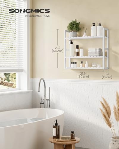 SONGMICS Bamboo Bathroom Shelf, 3-Tier Adjustable Plants Rack