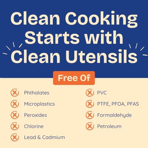 NonToxic Platinum Silicone Utensils, 100% Plastic-Free, 4-Pcs, Beige