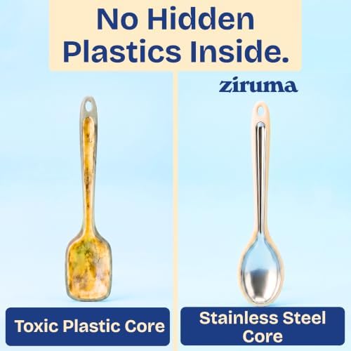 NonToxic Platinum Silicone Utensils, 100% Plastic-Free, 4-Pcs, Beige