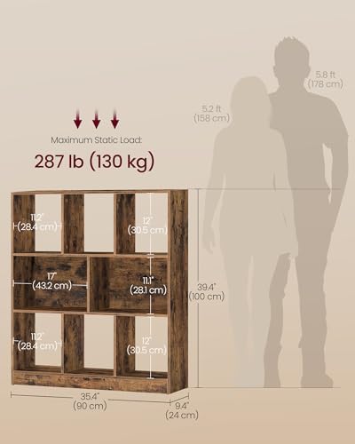 VASAGLE Bookshelf, 8 Cubes Storage Organizer, 35.4 x 9.5 x 39.4 Inches