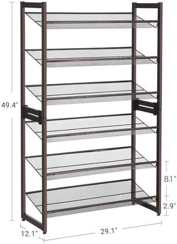 SONGMICS Metal Shoe Rack, 6-Tier Shoe Orgainzer, Holds 18-24 Pairs