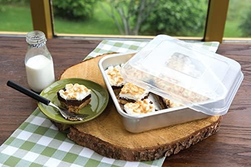 Nordic Ware Natural Aluminum Commercial Square Cake Pan with Lid, Exterior 9.88 x 9.88 Inches (Pack of 4)