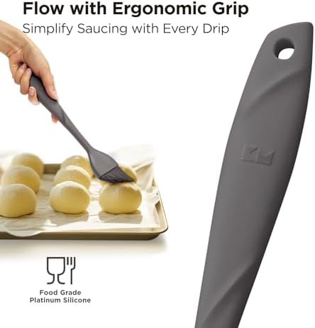 Kitchen Mama WaltzGrip Platinum Silicone Basting Pastry Brush, Metal Gray
