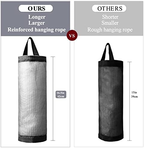 TOGETRUE Plastic Bag Holder, Mesh Grocery Bag Holder Hanging Storage Bag Dispenser (Dark Grey 2 Packs)