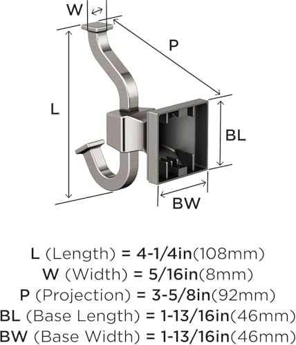 Amerock Mulholland Double Prong Brushed Nickel Wall-Mounted Hook
