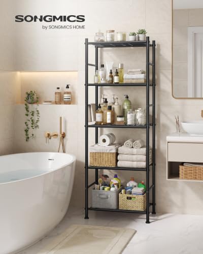 SONGMICS 5-Tier Shelving Unit, Steel Storage Rack, 11.8 x 15.7 x 56.7 Inch