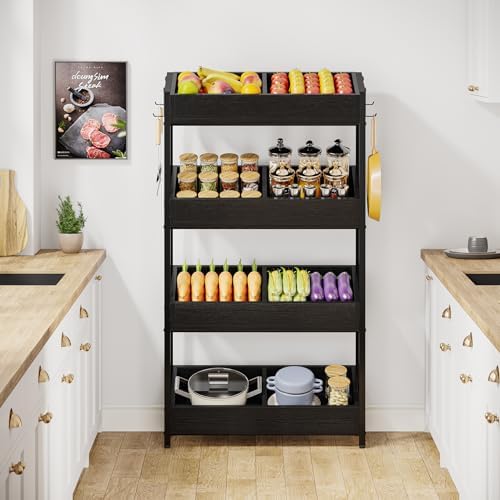 Tribesigns Fruit and Vegetable Basket Stand Rack,4-Tier Produce Shelf Black
