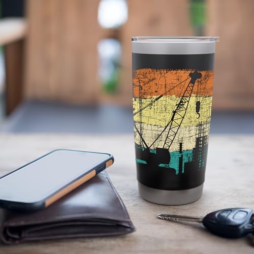 Crane Operator - Retro Tower Crane Heavy Equipment Driver Stainless Steel Insulated Tumbler