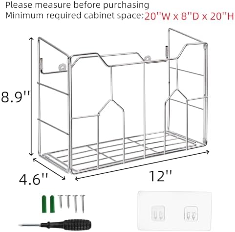 Cididu 2 Pack Kitchen Wrap Organizer Rack Wall Mount, Cabinet Door Organizer Storage, Wall Rack Basket Sturdy Steel Wire, Tall Inside Cabinet Holder for Aluminum Foil Plastic Wrap Wax Paper