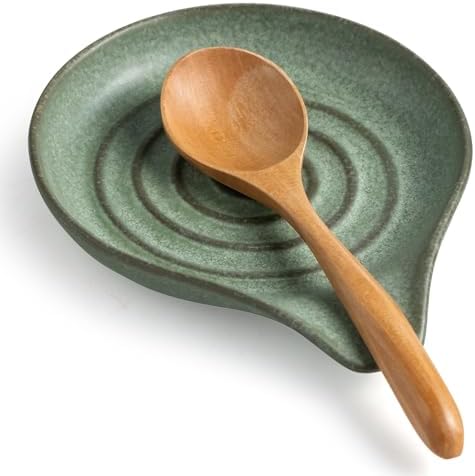 LAUCHUH Spoon Rest for Stove Top,Ceramic Spoon Holder, Kitchen Ladle Holder