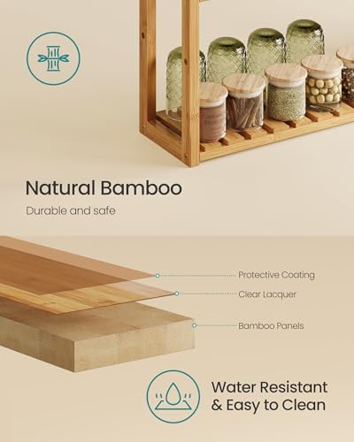 SONGMICS Bamboo Bathroom Shelf, 3-Tier Adjustable Plants Rack