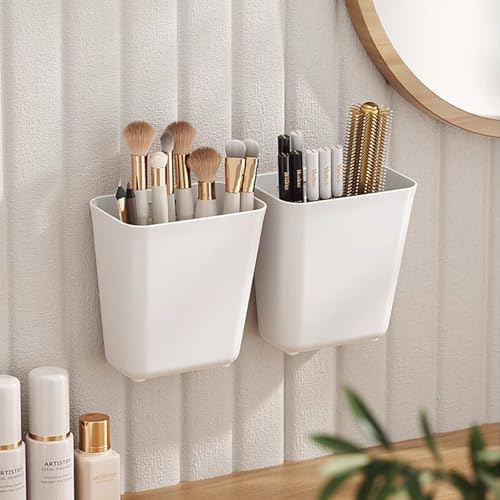 4 Pack Cabinet Door Organizer, Self Adhesive Wall Mount Storage Bins, No Drilling Food Grade ABS plastic for Kitchen, Bathroom, Refrigerator, Wardrobe, Under Sink, Desktop Sundries