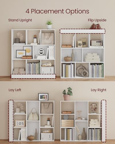 VASAGLE Bookshelf, 8 Cubes Storage Organizer, 35.4 x 9.5 x 39.4 Inches