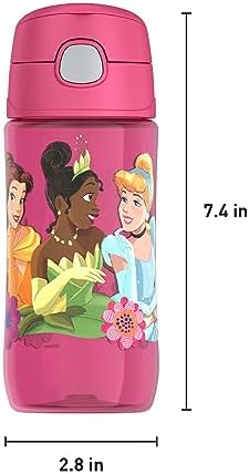 THERMOS FUNTAINER 16oz Plastic Bottle with Spout Lid, Princess