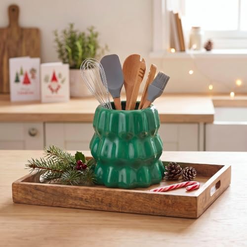 Yungyan Ceramic Christmas Tree Shaped Utensil Holder Kitchen Accessories