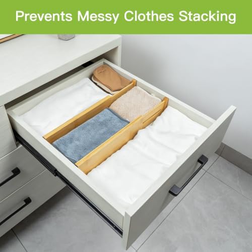 Utoplike Bamboo Dresser Drawer Dividers, Expandable Organizer for Clothing