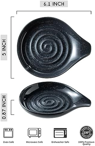 LAUCHUH Spoon Rest, Ceramic Spoon Holder for Stove Top Large Spatula Rest