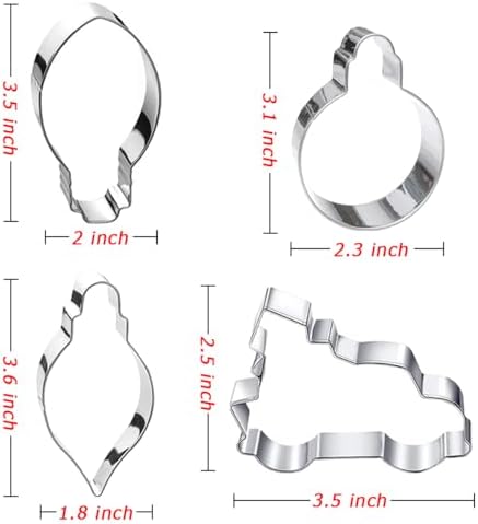 Christmas Ornament Cookie Cutters 4Pcs for Baking Decorating