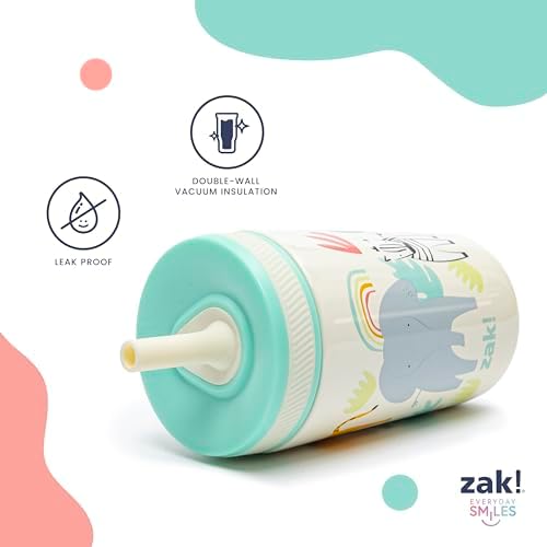 Zak Designs Unicorn Kelso Leak-Proof Toddler Straw Cups, 3pc Set
