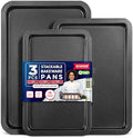 3 Piece Set Nonstick Carbon Steel Oven Bakeware -Professional Quality Kitchen Cooking Baking Trays -PFOA, PFOS, PTFE-Free Small, Medium & Large Baking Sheet Pans