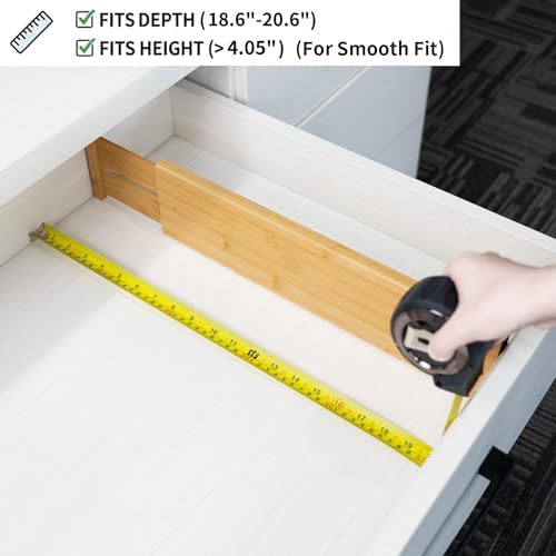 Utoplike Bamboo Drawer Dividers Large, 4" High Kitchen Drawers Organizer