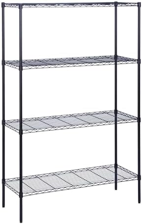 Honey-Can-Do 4-Tier Heavy Duty Extra-Wide Adjustable Shelving Unit, 350-lb Per Shelf Metal Storage Rack, Wire Shelf for Garage Workshop Basement, Black, 48 x 18 x 72 in