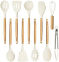 CAROTE 10-Piece Kitchen Utensils Set with Wood Cool-Touch Handles, Cream