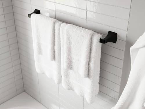 Pfister Bruxie 3-Piece Bathroom Hardware Set with Towel Bar, Towel Ring, and Toilet Paper Holder, Wall-Mounted, Matte Black Finish, BTBBIE3B