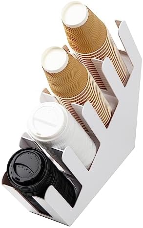 Mind Reader Cup and Lid Dispenser, Countertop Org, Coffee Bar, Beverage Cup, Kitchen, Breakroom, 4"L x 18"W x 16"H, White