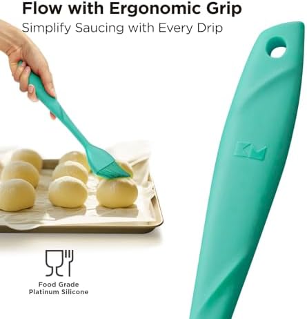 Kitchen Mama WaltzGrip Platinum Silicone Basting Pastry Brush, Teal