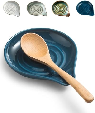 LAUCHUH Spoon Rest, Ceramic Spoon Holder for Stove Top, Spatula Holder