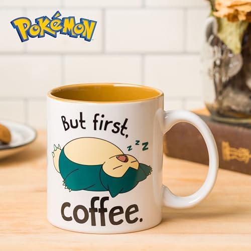 Silver Buffalo Pokémon Snorlax But First Coffee Quote, Ceramic Mug, 20oz
