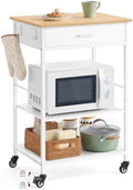 VASAGLE Kitchen Island Cart with Storage, Drawer, Adjustable Shelf, 2 Hooks