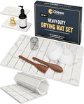 Oleex 3-Pack Stone Dish Drying Mat Set Includes 1 Large 24”x16” & 2 Small 4”x9” for Kitchen Counter-Collapsible Diatomaceous Earth Pad Absorbs Water & Dries Dishes Fast, Non-slip, Odor-Resistant Mats