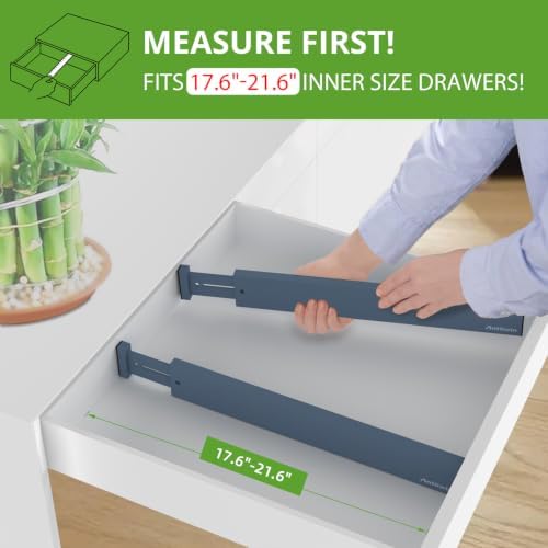 ANTOWIN Expandable Bamboo Drawer Dividers, Fits 17.6-21.6" Drawers