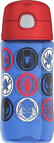 THERMOS FUNTAINER 16oz Plastic Bottle with Spout Lid, Spiderman